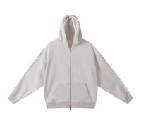 ZHICHENHE Capuche de couleur unie, style rétro américain, coupe ample, design décontracté et simple, sweat à capuche de travail classique en coton de 420 g, fermeture éclair bidirectionnelle, unisexe