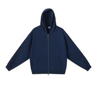 ZHICHENHE Capuche de couleur unie, style rétro américain, coupe ample, design décontracté et simple, sweat à capuche de travail classique en coton de 420 g, fermeture éclair bidirectionnelle, unisexe