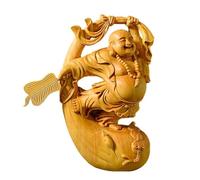 ZHIDAISHI Statue de Bouddha Feng Shui, Bouddha Maitreya, Ornements de Salon, Sculptures en Bois de cyprès for Attirer la Richesse et la Fortune, Ornements en Bois Massif for la Maison