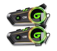 ZHIDUOXING C50 Intercom Moto Duo Pour 2 Casques Avec Reconnexion Automatique, Écouteur Casque Avec Réponse Automatique/Commande Vocale/Étanchéité IP67 (2 Pack)