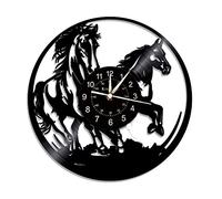 zhiheyongli Horloge murale en vinyle, avec un double motif de galopage de cheval, symbolise le bon bonheur financier, est une horloge murale décorative cadeau pour les activités commerciales.