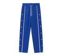 ZHIHUASMTBX Pantalon Long en Jacquard Nouveau Printemps et Automne, à Simple Boutonnage, Patchwork, Large et Ample, décontracté, Polyvalent, Pantalon sanitaire,Royal Blue,S
