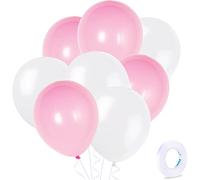 ZHIHUI Lot de 20 ballons roses et blancs en latex de 25.4 cm pour fête prénatale, anniversaire, mariage, fiançailles, Noël, festival, pique-nique ou décorations de fête de famille entre amis et amis