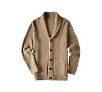 ZHILI Hommes châle col Pull Casual Slim Cardigan épais_Apricot_Medium