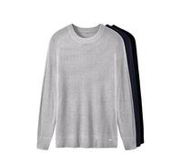 ZHILI Pull à col rond léger respirant doux thermique uni ajusté raglan à manches longues pour homme, gris, Taille S