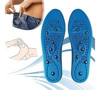 ZhiLianZhao Semelle Magnétique Massage Thérapeutique, Pieds Soulagement de la Douleur Soulier Semelles avec Respirant et Confortable, Lavable, Coupable pour Aide à Brûler Les Graisses,Bleu,L