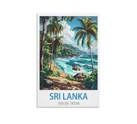 ZHILIJING Affiches de voyage vintage sur toile de l'océan Indien du Sri Lanka (60 x 90 cm) - Impression d'art moderne pour chambre à coucher
