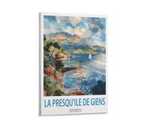 ZHILIJING La Presqu'ile De Giens Hyeres Poster de voyage vintage sur toile décorative et artistique moderne pour chambre à coucher 20 x 30 cm