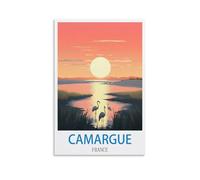 ZHILIJING Poster de voyage vintage Camargue France - 20 x 30 cm - Impression sur toile - Décoration murale moderne pour chambre à coucher