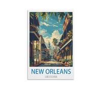 ZHILIJING Poster de voyage vintage de la Nouvelle-Orléans Louisiane (50 x 75 cm) - Impression sur toile - Décoration murale moderne pour chambre à coucher