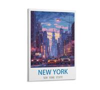 ZHILIJING Poster de voyage vintage de l'État de New York sur toile - Décoration murale moderne pour chambre à coucher - 20 x 30 cm