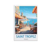 ZHILIJING Poster de voyage vintage de Saint Tropez France - Impression sur toile - Décoration murale moderne pour chambre à coucher - 50 x 75 cm
