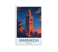 ZHILIJING Poster de voyage vintage Marrakech, Maroc, 40 x 60 cm, décoration murale sur toile, affiches d'art modernes pour chambre à coucher