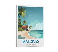 ZHILIJING Poster de voyage vintage sur toile représentant des Maldives de l'océan Indien (20 x 30 cm)