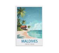 ZHILIJING Poster de voyage vintage sur toile représentant des Maldives de l'océan Indien (30 x 45 cm)