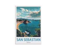 ZHILIJING Poster vintage de voyage de Saint-Sébastien, Espagne, 50 x 75 cm, affiches murales décoratives sur toile, affiches d'art modernes pour chambre à coucher