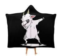 zhimahou Couverture à capuche de 200 x 150 cm, imprimé chèvre drôle de dabbing animal de compagnie, couverture pyjama chaude et confortable pour homme et femme, couverture à capuche confortable en