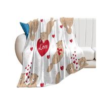 Zhimahou Couverture de 150 x 125 cm, motif loutre avec cœurs, chaude et confortable, en peluche, cadeau de Saint-Valentin