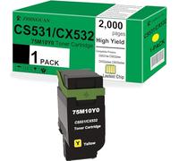 ZHINGUAN CS531 CX532 Cartouche de toner de rechange pour imprimantes Lexmark CS531 CX532 75M10Y0 pour imprimantes CS531dw, CS632dwe, CX532adwe, CX635adwe (1 jaune, avec puce professionnelle)