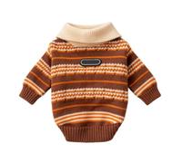 ZHIQIA Pull Chien Polo Retro Marron Bleu Polyester XS S M L XL | Petit Chien Pull Polo Retro Rayures Marron Bleu Polyester Deux Pattes Hiver Chaud Teddy Bichon XS S M L XL