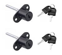 ZHIQIN 2 Pièces Serrure à Tiroir avec Clé pour Meubles Serrure à Piston pour Classeurs Armoire Vitrine, Diamètre 16 mm, Longueur 61 mm (Noir)