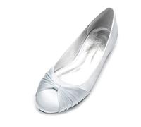 ZhiQin Argent,39 EU, Femme Satin Ballerines Chaussures de Mariée Mariage Slip on Plat Parti Bride Soiree 36-44