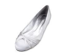 ZhiQin Blanc,42 EU, Femme Satin Ballerines Chaussures de Mariée Mariage Slip on Plat Parti Bride Soiree 36-44