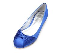 ZhiQin Bleu,44 EU, Femme Satin Ballerines Chaussures de Mariée Mariage Slip on Plat Parti Bride Soiree 36-44