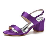 ZhiQin épais Chaussures de Mariée à Talons Hauts Satin Ivoire Sandale Bride 35-43,Duck Purple,36 EU