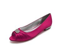 ZhiQin Ivoire Ballerines Satin Peep Toe | Mariage Talon Bas Pailleté | Bout Ouvert, Talon Bloc Bas 1.5cm, Ornements Diamant, Semelle Rembourrée, Confort, Coupe Juste, Idéal Mariage & Soirée