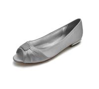 ZhiQin Ivoire Ballerines Satin Peep Toe | Mariage Talon Bas Pailleté | Bout Ouvert, Talon Bloc Bas 1.5cm, Ornements Diamant, Semelle Rembourrée, Confort, Coupe Juste, Idéal Mariage & Soirée