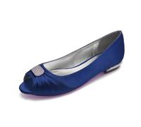 ZhiQin Ivoire Ballerines Satin Peep Toe | Mariage Talon Bas Pailleté | Bout Ouvert, Talon Bloc Bas 1.5cm, Ornements Diamant, Semelle Rembourrée, Confort, Coupe Juste, Idéal Mariage & Soirée
