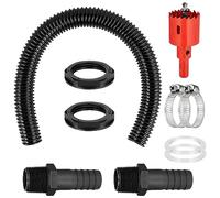 ZHIQIN Kit de raccordement pour citerne de pluie - 40 mm - Avec tuyau de raccordement de 500 mm - Ouvre-trou de trop-plein - Pour tonneaux d'eau de pluie