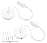 ZHIQIN Lot de 2 Suspension Luminaire E27 Pendentif Lampes Suspendues Accessoires Pendule corde 100CM Câble de Suspension Blanc Rétro Lustre Compatible avec Abat-jour pour Salon Chambre Cuisine
