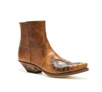 ZhiQin Marron,41 EU,Homme Noirs Heritage Bottes Western Talon Longueur du Mollet Carré Bout Chaussures Bottes de Cowboy en Cuir Véritable