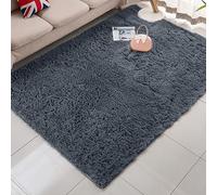 ZHIQXUE Grand Tapis de Salon 220 x 240 cm Shaggy Tapis Salon Shaggy Chambre Lavable, Moelleux, Moderne pour Chambre à Coucher, d'enfant, Gris Foncé