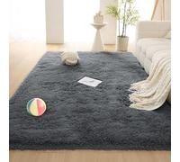 ZHIQXUE Tapis Chambre 210 x 270 cm Moelleux et Moderne Tapis à Poils Longs Doux et Moelleux Antidérapant, Moderne, pour Chambre à Coucher, Salon, Gris Foncé