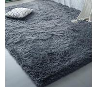 ZHIQXUE Tapis Chambre 220 x 230 cm Dessous Antidérapant Tapis Ultra Doux Moderne Convient pour Salon, Chambre à Coucher, de Sol Douillet, pour Enfants et Animaux Domestiques, Gris Foncé