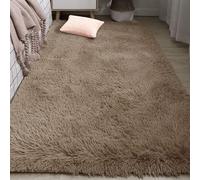 ZHIQXUE Tapis de Salon Moelleux à Poils Longs 130 x 270 cm Dessous Antidérapant Tapis Shaggy Doux Lavable, Moelleux, Moderne pour à La Chambre à Coucher, Chameau