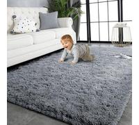 ZHIQXUE Tapis de Salon Moelleux à Poils Longs 130 x 270 cm Moelleux Tapis Antidérapant Intérieur Épais Moderne Convient pour Salon, Chambre, Cuisine et Chambre d'enfant, Gris Foncé