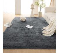 ZHIQXUE Tapis de Salon Moelleux à Poils Longs 190 x 210 cm Lavable Tapis Salon Shaggy Poil Long Antidérapant, Moderne, Moelleux, pour Canapé Natte, Chambres d'enfant, Gris Foncé