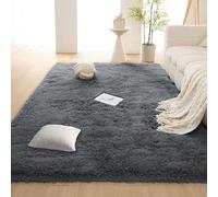 ZHIQXUE Tapis de Salon Shaggy Ultra Doux 210 x 270 cm Antidérapant Moquette Poil Long Facile à Nettoyer Chambre Bébé Pépinière Dortoir, Gris Foncé