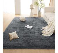 ZHIQXUE Tapis Moderne 220 x 230 cm Ultra Doux Tapis de Salon Moderne à Poils Longs Facile à Nettoyer pour Salon, Chambre, Cuisine et Chambre d'enfant, Gris Foncé