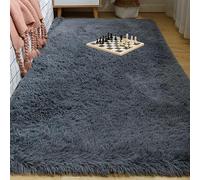 ZHIQXUE Tapis Salon 130 x 130 cm Moelleux Moquette Poil Long Plusieurs Tailles Disponibles pour Salon, Chambre, Enfant, Gris Foncé