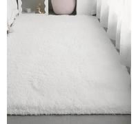 ZHIQXUE Tapis Salon 130 x 200 cm Antidérapant, Doux Au Toucher, en Fausse Fourrure Tapis Moelleux de Salon Moelleux Lavable Antidérapant pour Chambre à Coucher, Crèche, Blanc
