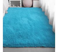 ZHIQXUE Tapis Salon 130 x 270 cm Antidérapant, Doux Au Toucher, en Fausse Fourrure Tapis Moelleux de Salon Moelleux Lavable Antidérapant pour Chambre à Coucher, Crèche, Bleu