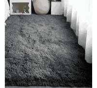 ZHIQXUE Tapis Salon 150 x 170 cm Antidérapant, Doux Au Toucher, en Fausse Fourrure Tapis Moelleux de Salon Moelleux Lavable Antidérapant pour Chambre à Coucher, Crèche, Gris Foncé