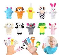 ZHITENG 10 Pièces Marionnettes à Main Famille Peluche Animaux, Mini Marionnettes à Doigts Peluche Jouets Éducatifs, Fingerlings pour L'éducation Petite Enfance à Doigts pour Conter Histoires