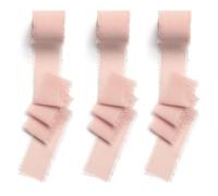 ZHITENG 3 Pièces Ruban Mousseline 2,5CM x 6,66M DIY Décoration Loisirs Créatif, Ruban Satin Cadeau Mariage, Rubans Réutilisable pour Emballage Cadeau Artisanat Mariage Cérémonie Nœud (Rose Clair)