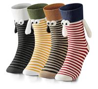 ZHITENG 4 PCS Chaussette Personnalisé Aimantées Cadeau Couple Funny Holding Hands Socks, Couple Chaussettes Mignonnes et Amusantes en 3D Chaussette Drole pour Enfants Femmes et Couples (Bande)